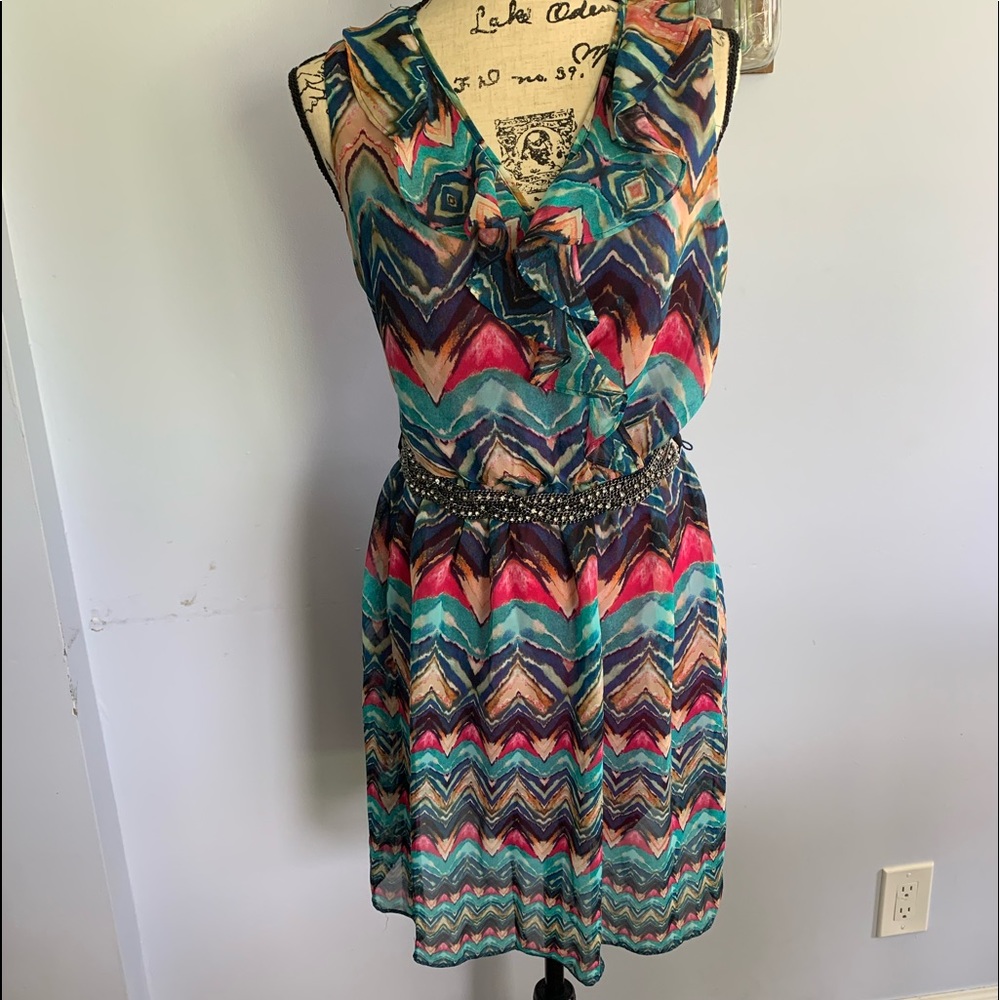 AB Studio Abstract Print Fully‎ lined Dress - Picture 2 of 13